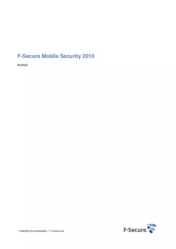 Mode d'emploi F-SECURE MOBILE SECURITY 2010 FOR ANDROID