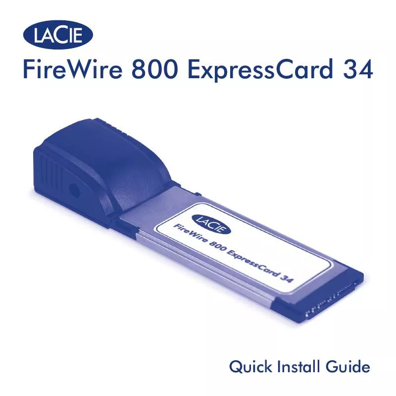 Mode d'emploi LACIE FIREWIRE 800 EXPRESSCARD 34
